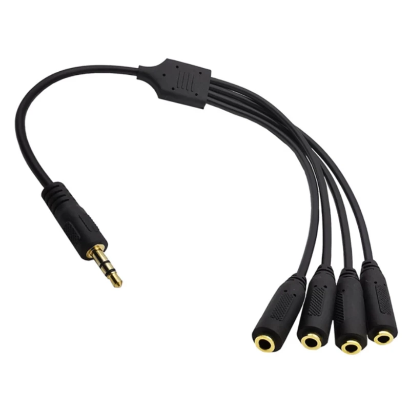 High Quality 3.5mm Splitter Mic And Cable 1 To 4 Ways TRS 3 0ole/2 Rings Male To 4 X Female Splitter Cable