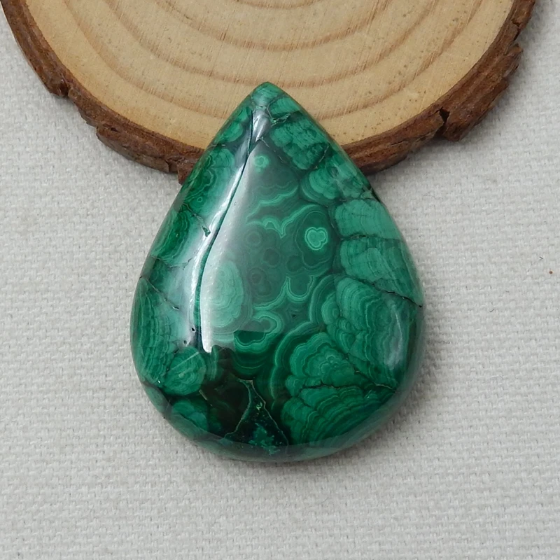 Natural Stone Malachite Teardrop Shape Trendy DIY Jewelry Cabochon Flatback Pendant Necklace Accessories 43x33x9mm 29.4g