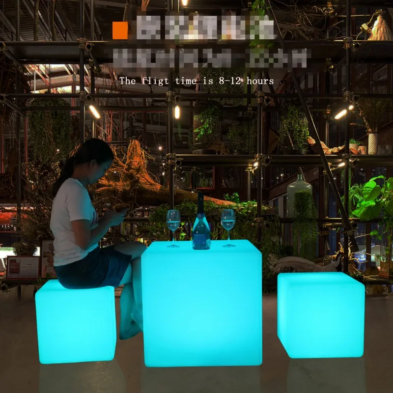 RGB LED ส่องสว่างเฟอร์นิเจอร์ Cube สตูลที่นั่งเรืองแสงเก้าอี้ระยะไกลกลางแจ้ง Gadget Home PARTY ตกแต่ง