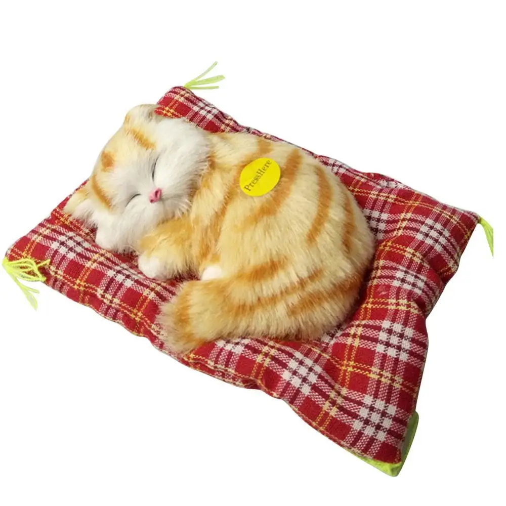 Sleeping Cat Plush Stuffed Toy Press Simulation Sound Animal Cute Doll Kids Gift Animal Real Life Plush Cat Cushion