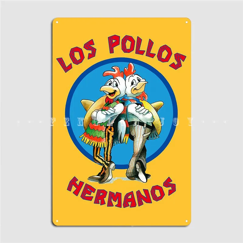 Los Pollos Hermanos pomarańczowy metalowy znak klub garażowy śmieszne tablice plakat znak blaszany