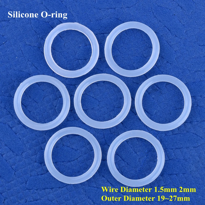 OD 19~27mm Wire Dia 1.5 / 2mm Food Grade Silicone O-ring High Temperature Acid Alkali Resistant Water Pipe Joint Sealing Ring