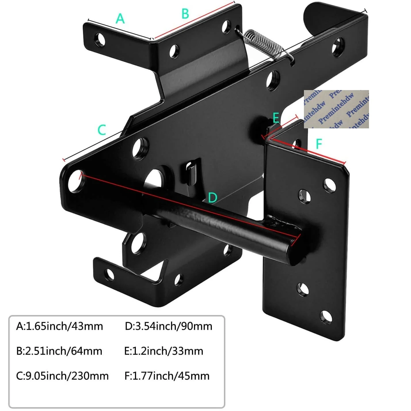 Black Self Locking Gate Latch Heavy Duty Post Mount Automatic Gravity Lever Wood Vinyl Fence