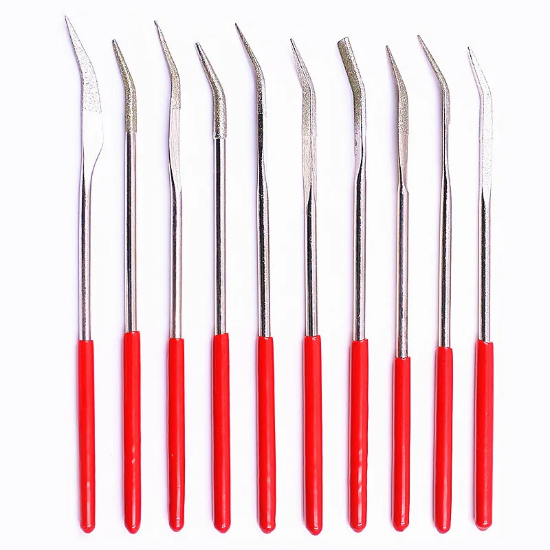 Citop 10Pcs Mini Needle File Set Diamond Coated 4*160mm Carving  Ceramic Glass Gem Stone Yarn Carving Craft Tool