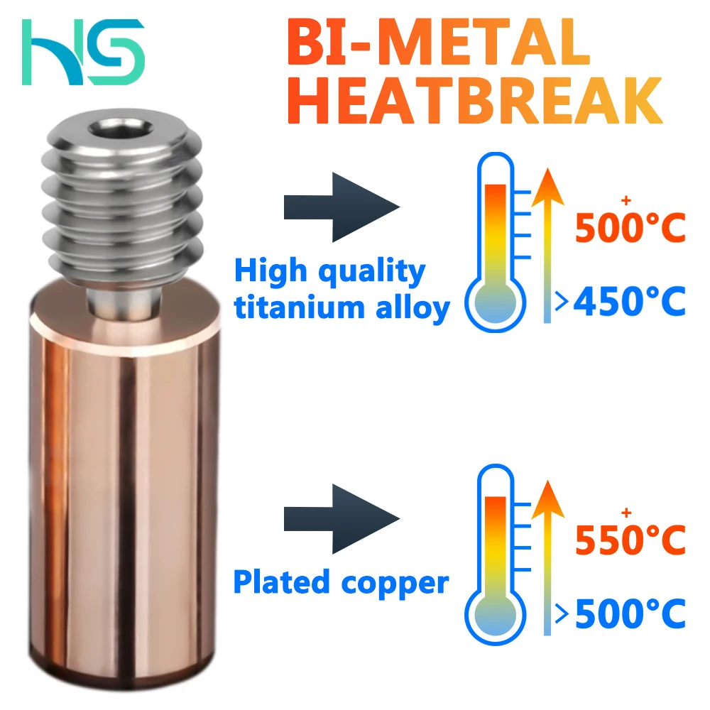 Haldis 3D High Quality Upgrade Bimetal Heatbreak + Plated Copper Heat Block + 0.4mm Plated Copper Nozzle For Flyingbear-Ghost 5