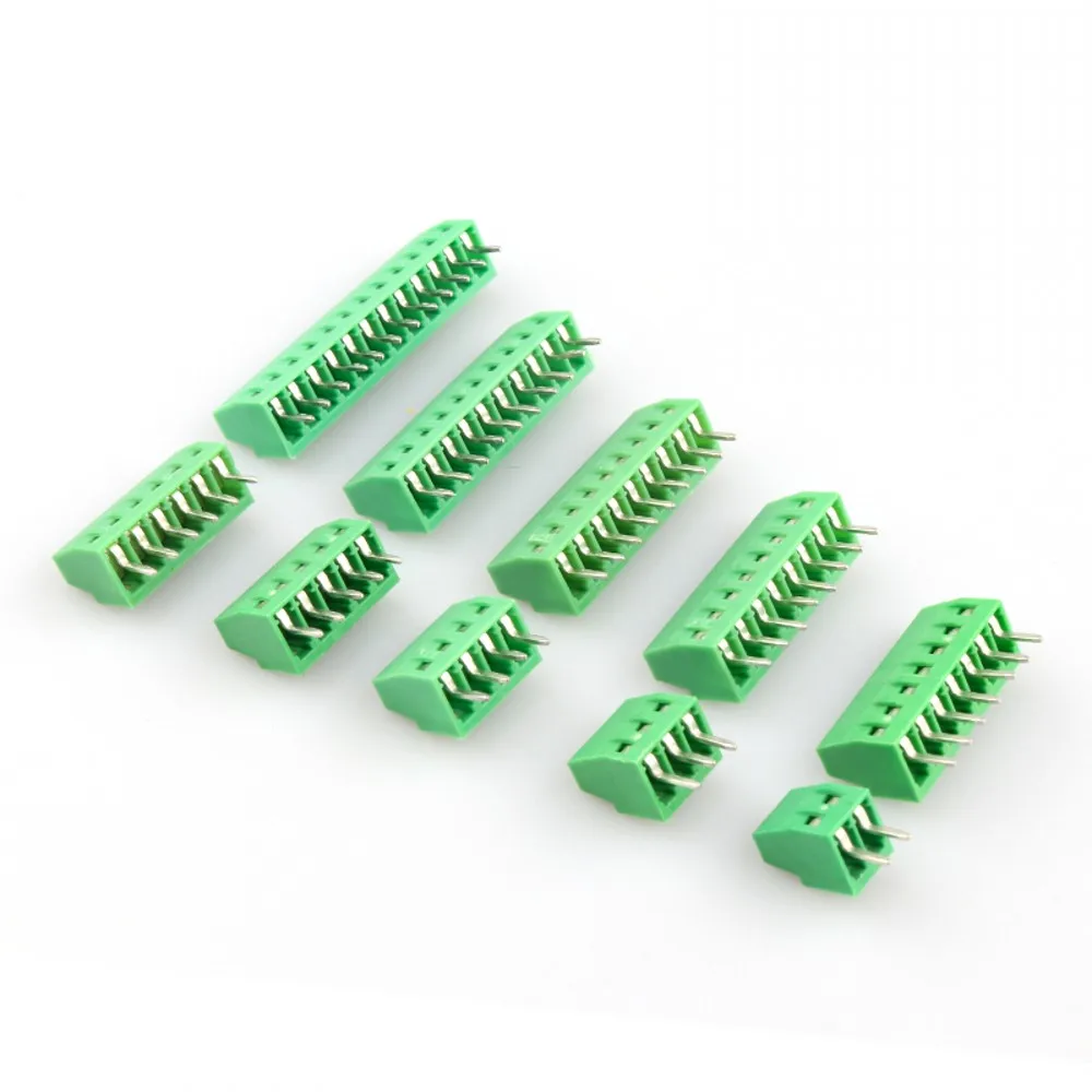 

100pcs 2.54mm Pitch PCB Screw Terminal Block Connector 2P 3P 4P 5P 6P 7P 8P 9P 10P 12P 16P Terminals 150V 6A for 26-18AWG Cable