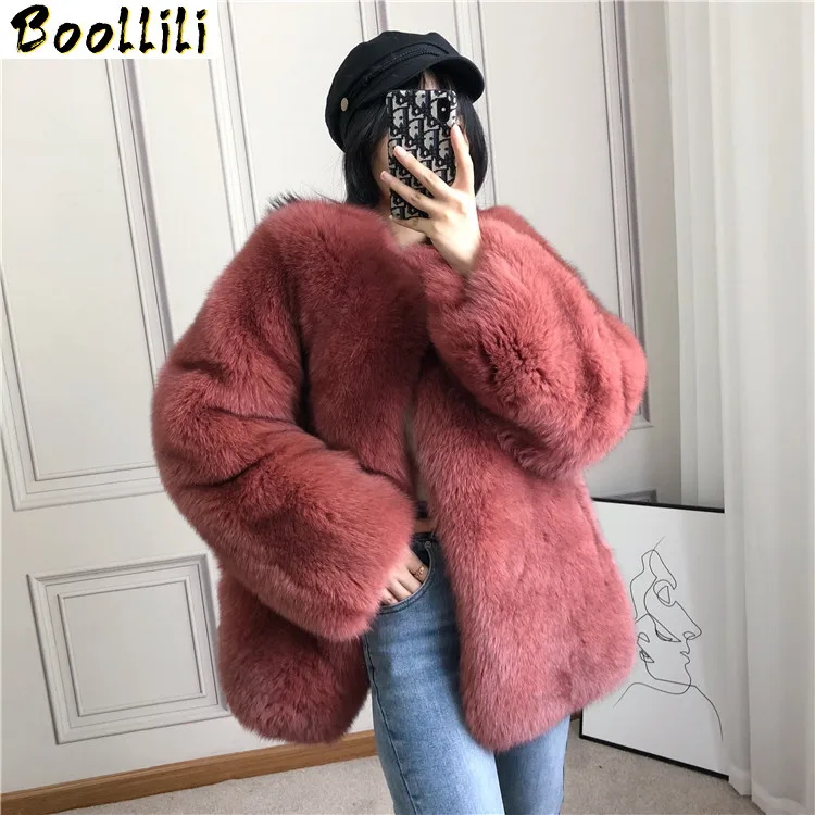 Real Fur Boollili Coat Women Clothes 2023 100% Fox Fur Coat Women Korean Fashion Autumn Winter Coat Women Manteau Femme