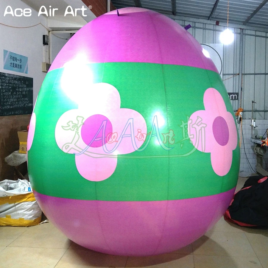 

Custom Design 3m/10ft Inflatable Easter Egg With Pink Flower Printing Outside Indoor Easter Decorations Made By Ace Air Art