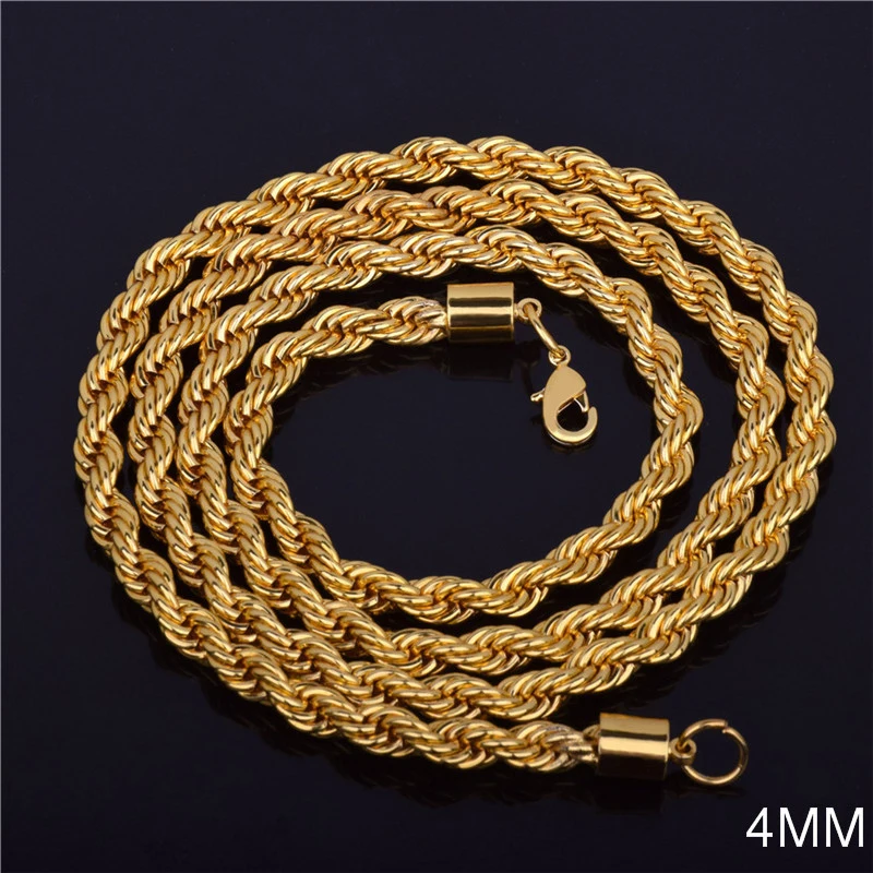 Collier en ULtorsadée pour homme, accessoire de bijoux, long, or, document, offre spéciale, vente au détail, vente en gros, 2024, 16,18,20,22,24,26 pouces, 4mm, JOJewelry, 28,30