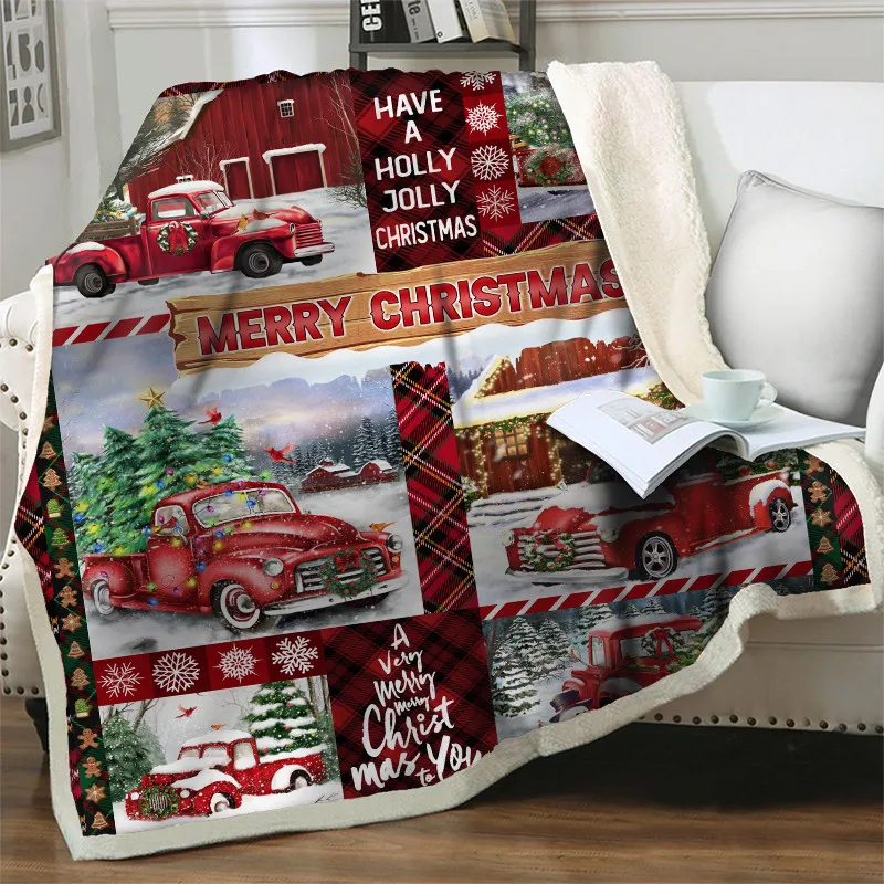 

Red Truck 3D Printed Plush Fleece Throw Blankets Quilts Bedding Christmas Home Office Washable Kids New Year Gift Sherpa Blanket