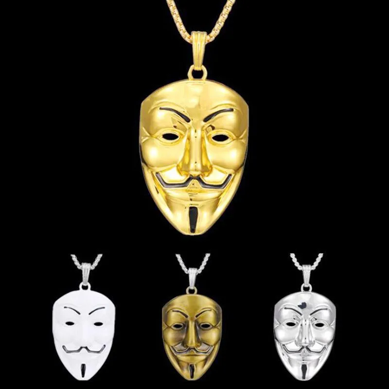 1 Pcs fashion jewelry silver jewelry pendant movie vendetta mask stainless steel high quality pendant car accessories