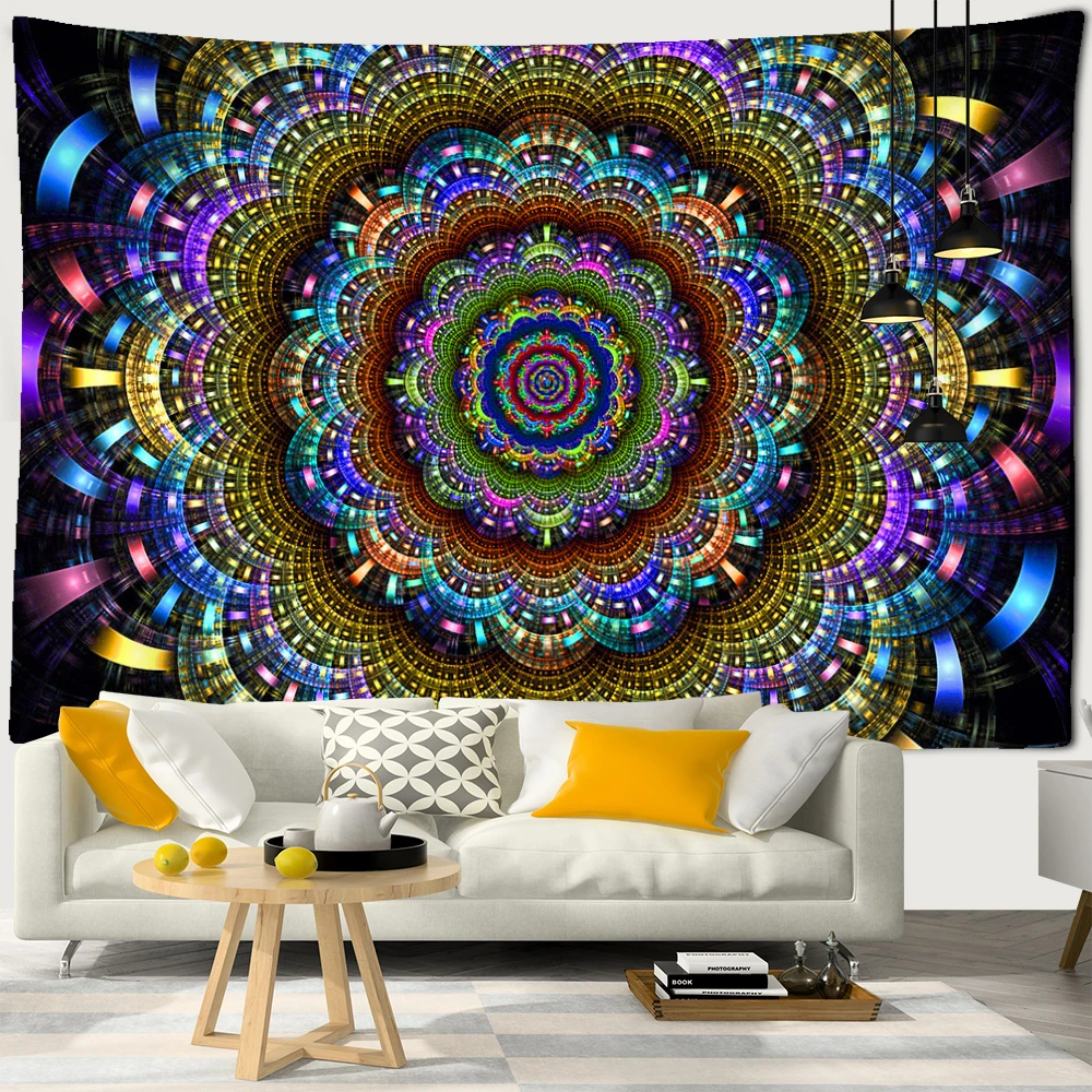 Psychedelic Mandala Tapestry Wall hanging Camping Tent Travel Mattress Bohemian Hippie Room Decor