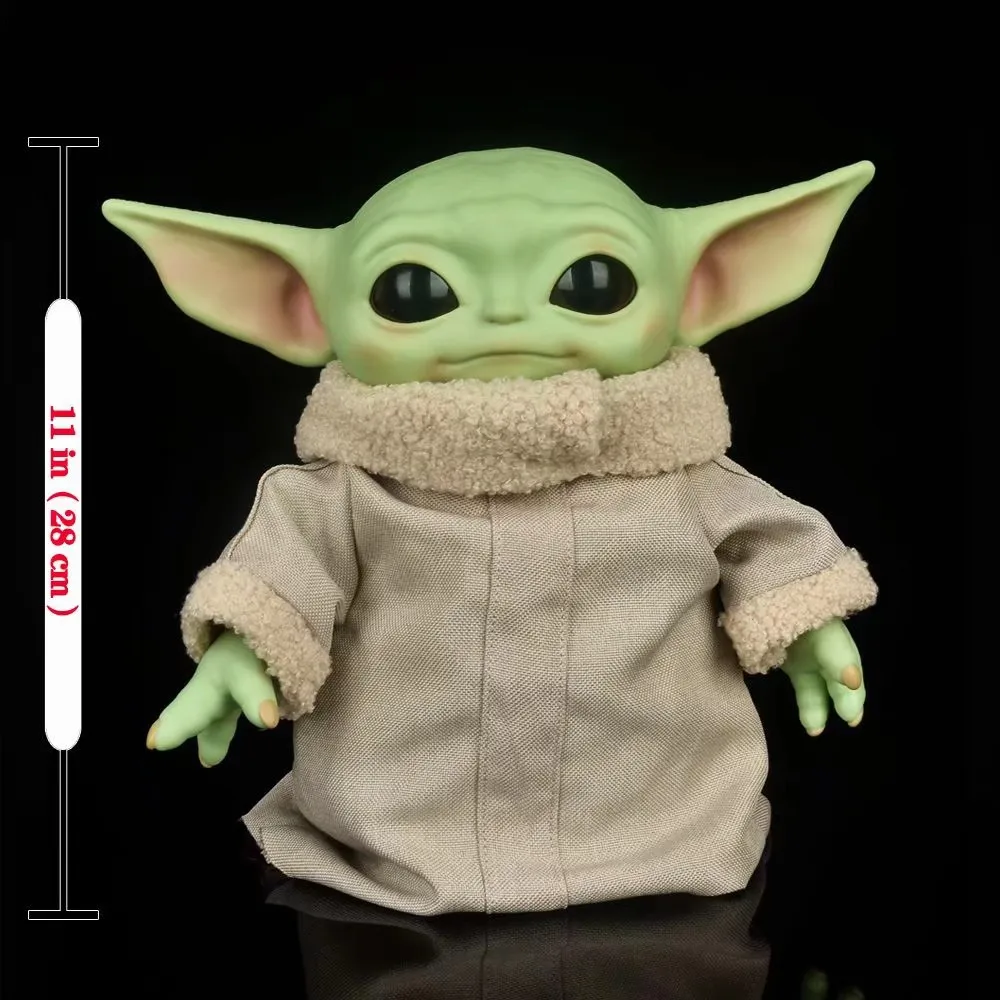 28cm Disney Baby Yoda Grogu Action Toys Pvc Anime Plush Toy Star Wars Figuras Master The Mandalorian Dolls Collection Model Gift