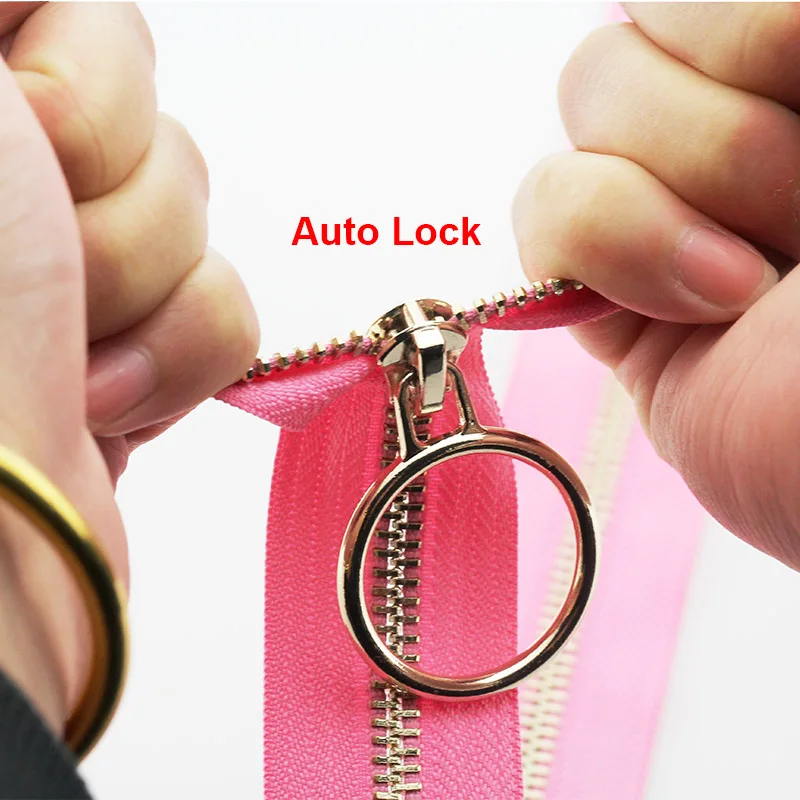 5# 60/70/80/90/100/120/150 cm metal zipper open-end auto lock circle for sewing clothing rose gold zipper