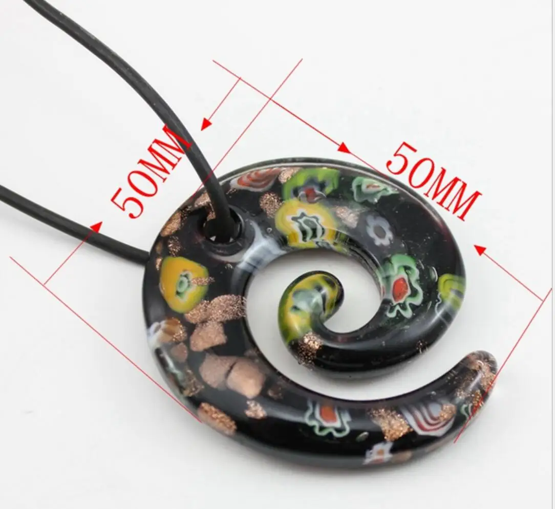 New Handmade Murano Lampwork Glass Vintage Vortex Pendant 50*50MM Fit Necklace  Jewelry LL70