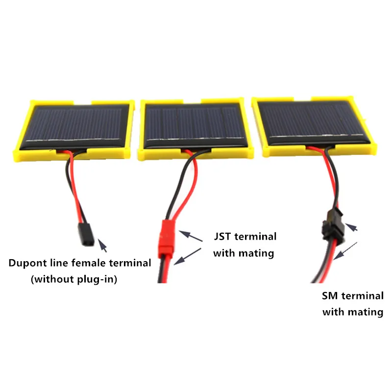 Panel Solar de 30x25mm, 1V, 80MA, soldadura sin cables con línea Dupont/Terminal JST/SM para mini motor/juguete solar