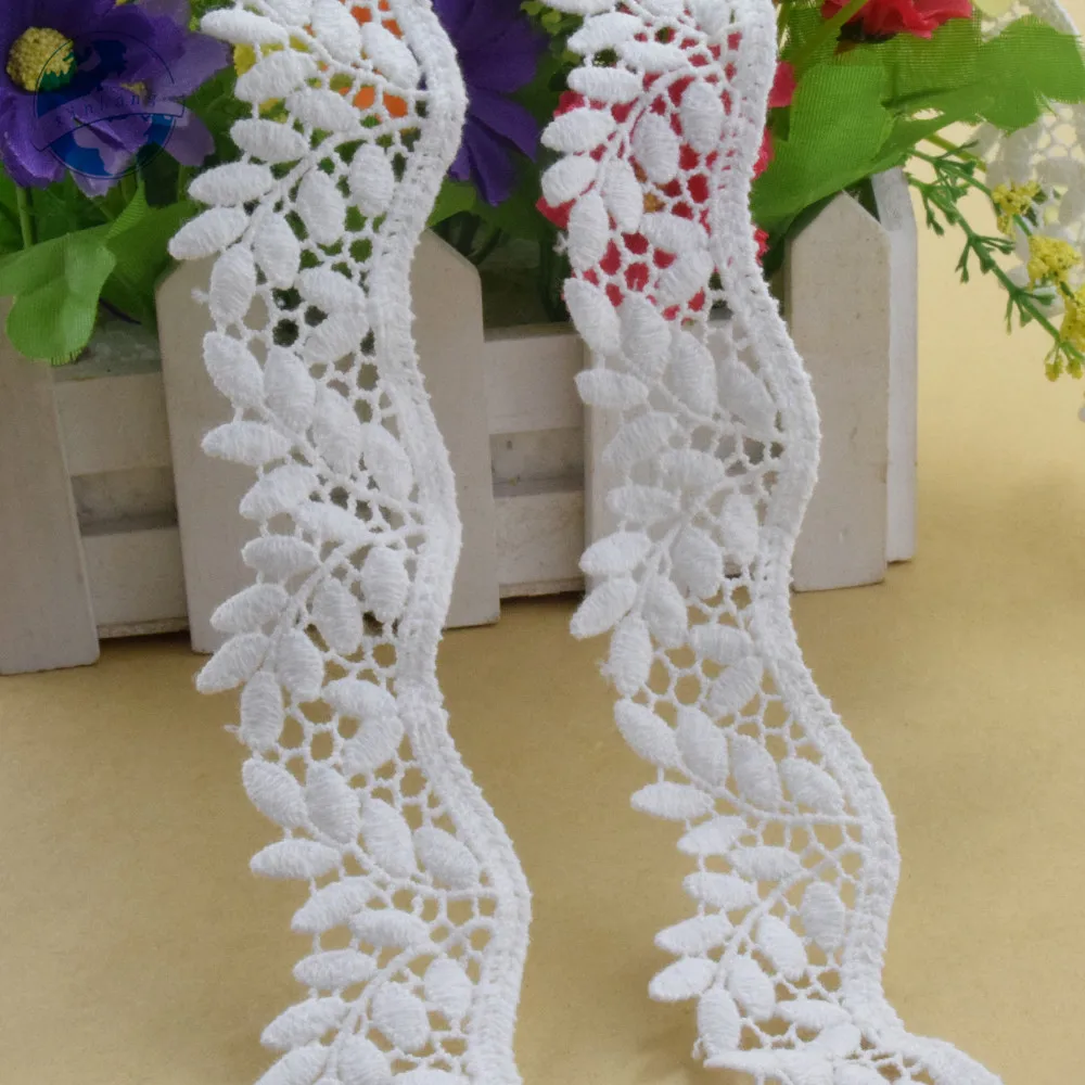 3cm Wide 100% Cotton Embroid Lace Sewing Ribbon Guipure Trim Wedding Decoration DIY Dolls Colthes Curtain Accessories Lace#3998