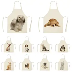 Animal Style Apron Household Cleaning Pinafore Work Apron Cat And Dog Pattern Aprons Ladies Gadgets For Women Home Custom Aprons