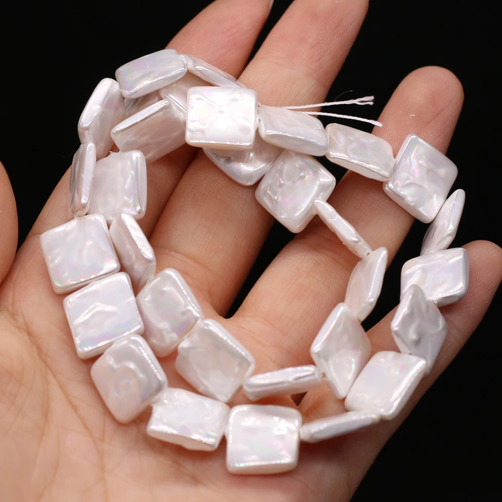 High Quality White  Square Shaped Shell Bead Jewelry Making DIY Necklaces Earrings Bracelets Accessories Gifts 12mm