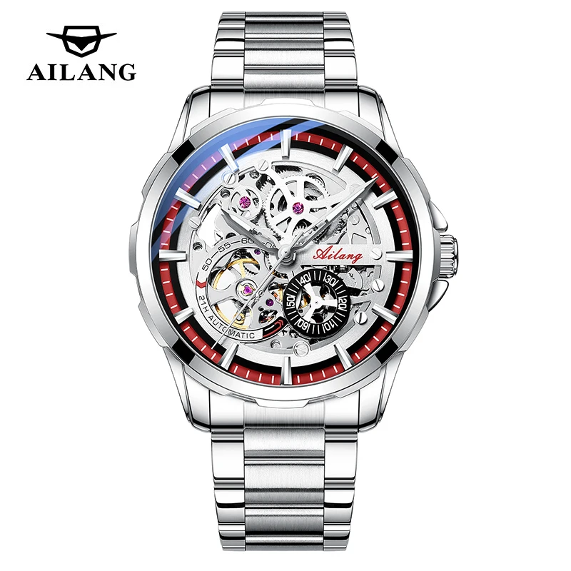 AILANG Fashion New Business Men\'s Hollow Stainless Steel Luminous Waterproof Mechanical Watch Automatic Watch Steampunk 8650