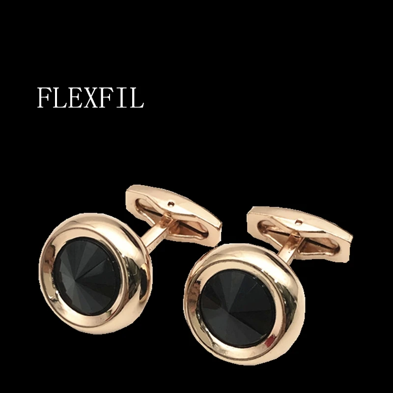 FLEXFIL Luxury shirt cufflinks for men's Brand cuff buttons cuff links gemelos High Quality crystal wedding abotoaduras Jewelry