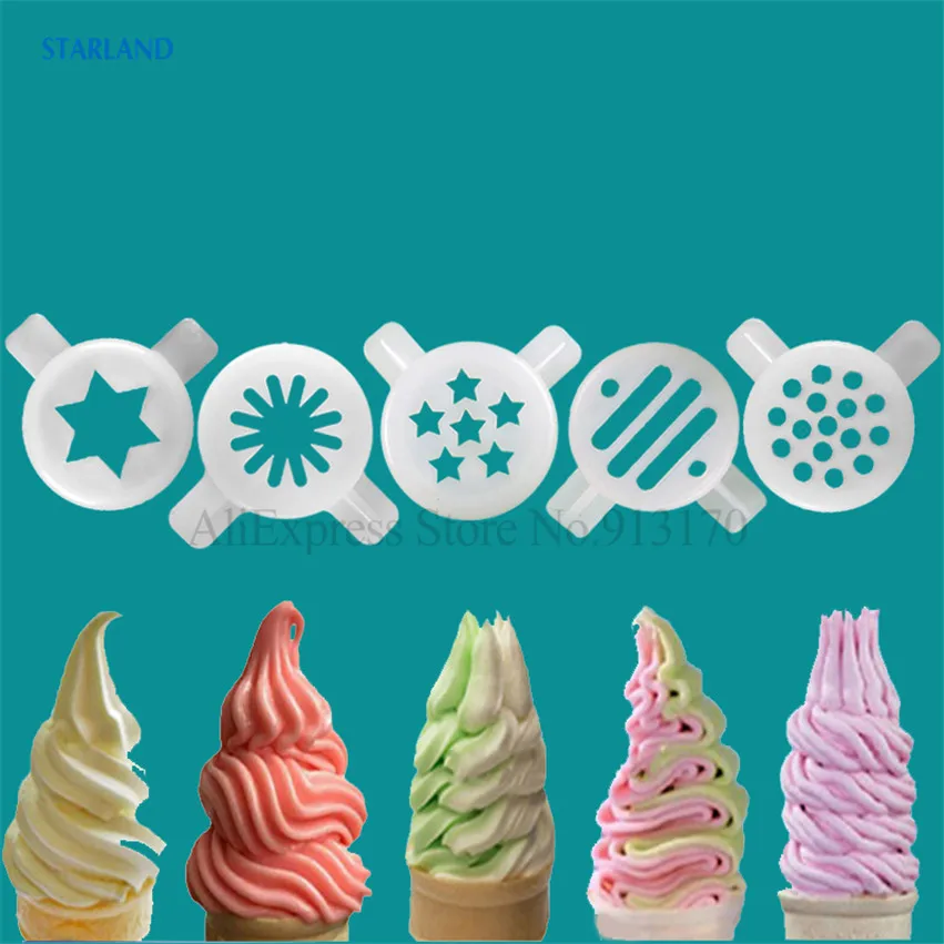 5 in 1 Ice Cream Modeling Lids Spare Part Magic Shape Caps Soft Serve Ice Cream Machines Fittings 29mm Inner Diameter