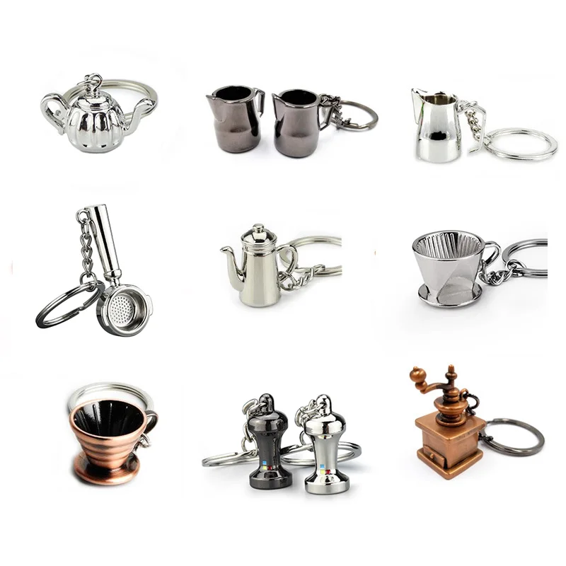 Exquisited Espresso Keychain Jewelry Tiny Coffee Machine Wine Bottle Grinder Key Chain Cafe Gift Lovers Barista Keyring Souvenir