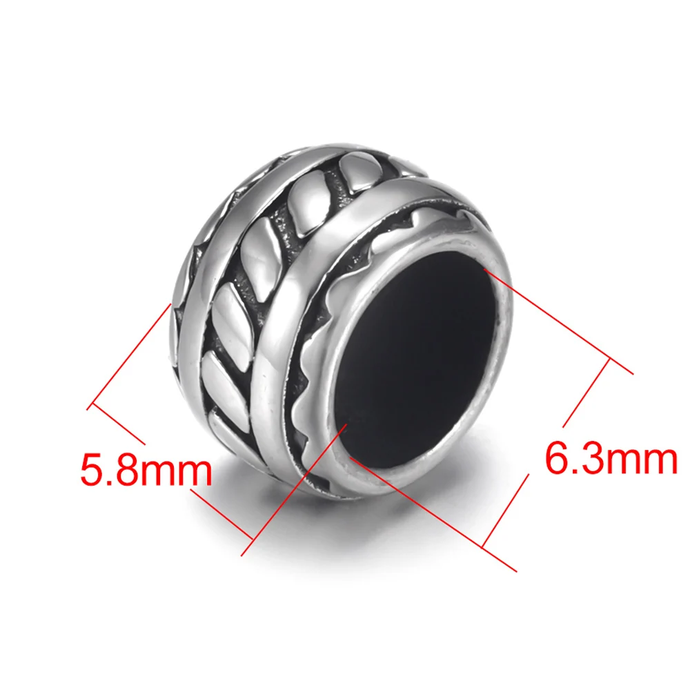 Stainless Steel Drum Bead Polished 6mm Large Hole Metal Beads Bracelet Charms for DIY Jewelry Making Accessories