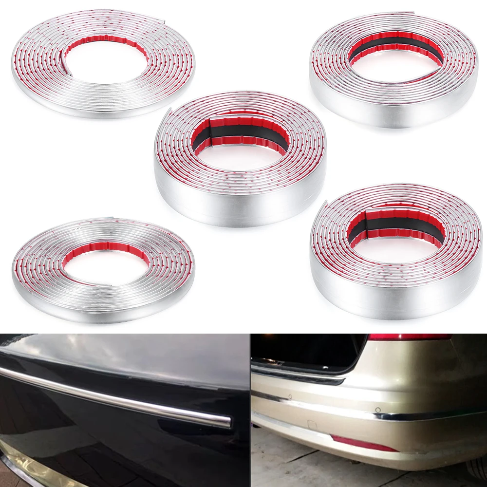 6MM - 30MM Exterior Car Styling Auto Self Adhesive Side Door Chrome Strip 13M  Moulding Decoration Bumper Protector Trim Strip