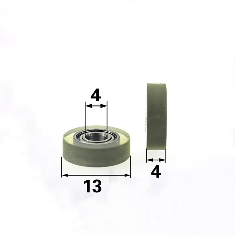 10pcs/50pcs PU68413-4 4*13*4mm Polyurethane PU 684ZZ Miniature Roller Bearing Soft Rubber Friction Pulley 4x13x4mm