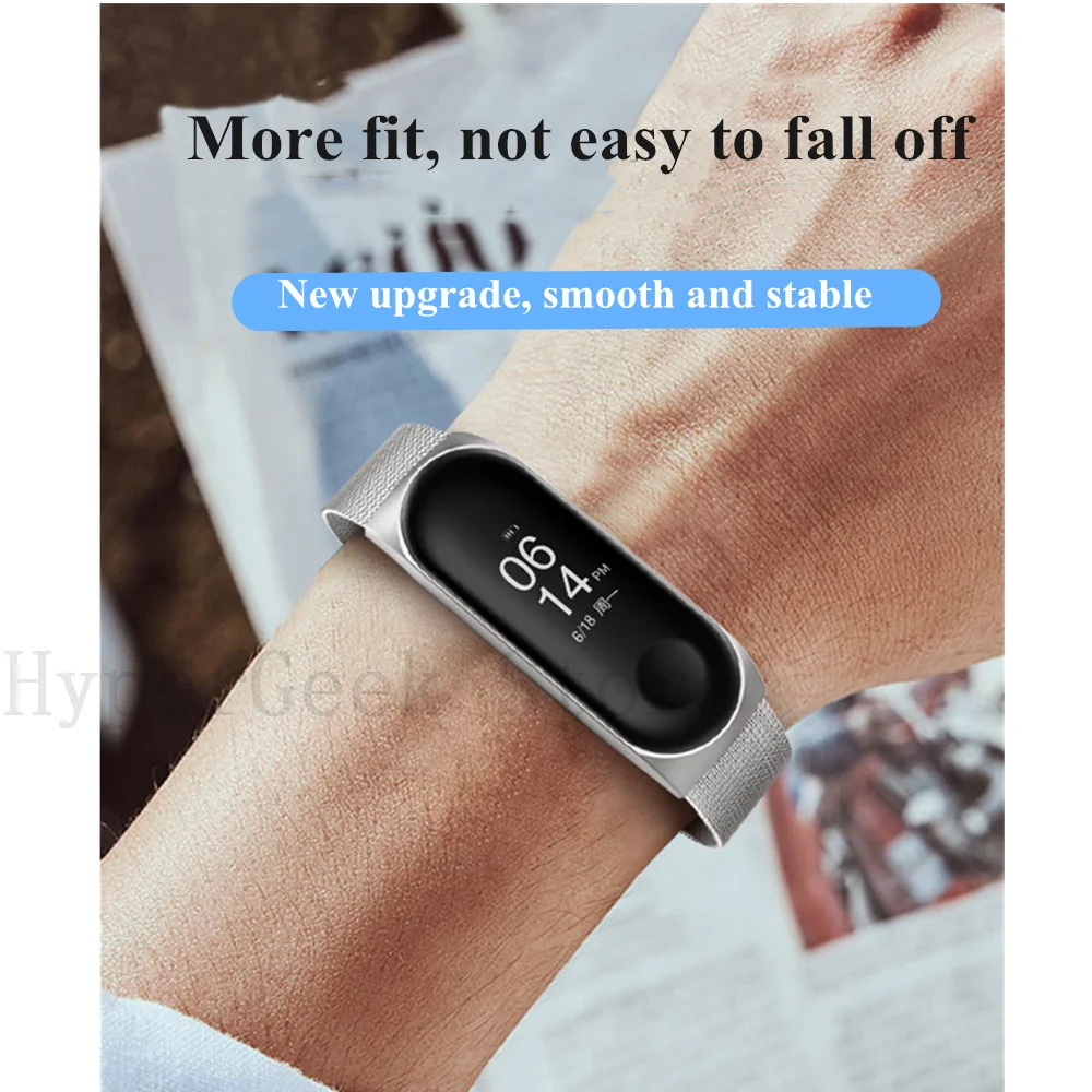 Mi band 4 3 Metal Strap wrist band Bracelet for Xiaomi MiBand 3 4 Screwless Xiomi Mi Band 3 black siliver gold metal