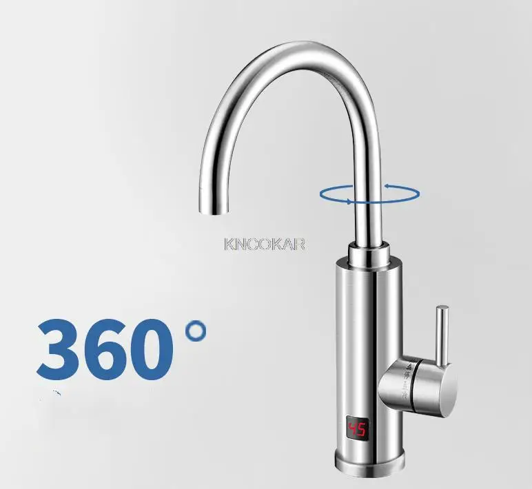 Electric Water Heater Tap Instant Hot Water Heater Stainless Steel 360 Degree Rotation Kitchen Faucet with Temperature Display