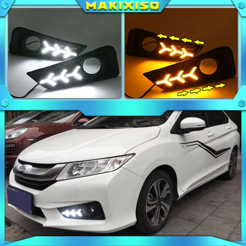 

1set For Honda City 2015 2016 DRL Daytime Running Light DRL with Turn signal fog lamp Relay Daylight car styling