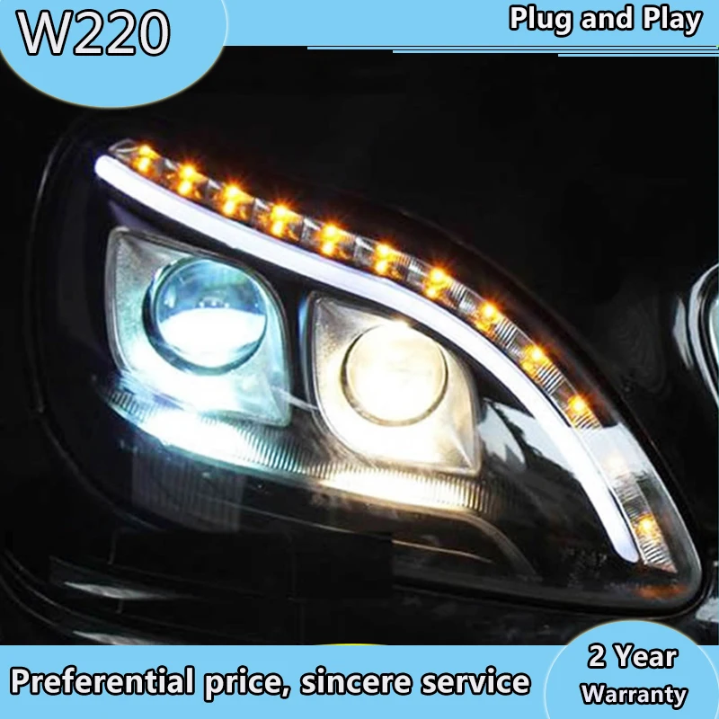 

Car stying For Mercedes-Benz W220 1999-2005 S280 S320 S500 S600 LED Angel Eyes DRL Daytime LED Head Lights Front Lamp