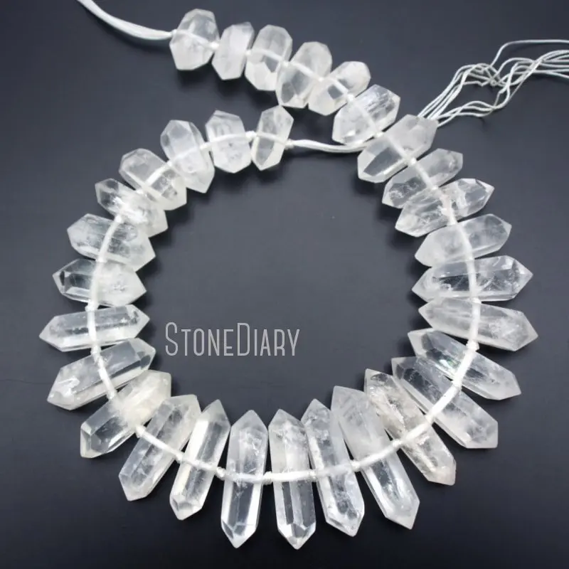 

BE18595 Clear Quartz Nugget Beads Crystal Quartz Double Terminated Point Beads