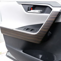 For Toyota RAV4 2019 -2024 Car Interior ABS Peach Wood Car Inner Door Handle Cover Armrest Moulding Trim Sticker Strip