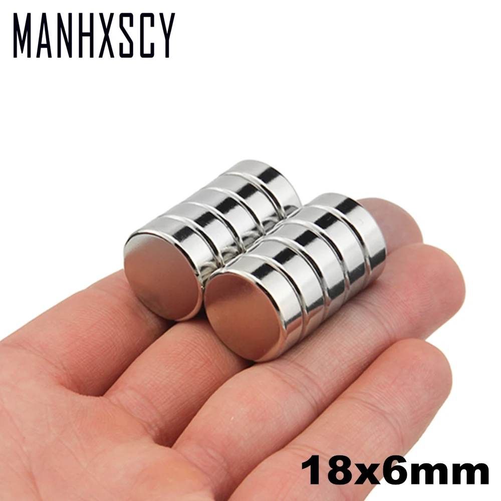 

10pcs Neodymium N35 Dia 18mm X 6mm Strong Magnets Tiny Disc NdFeB Rare Earth For Crafts Models Fridge Sticking magnet 18x6mm