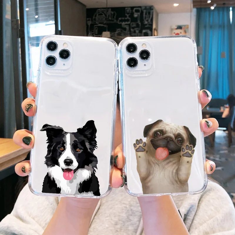 Cute French Bulldog Poodle Border Collie Corgi Silicone  Cases for Iphones 11 Pro Max Xs 6S 7 8 Plus X XR XS MAX SE Soft Cover