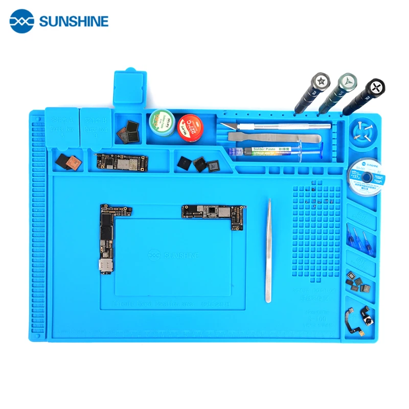 SUNSHINE S-160 Heat Insulation Silicone Pad Phone PCB Repair Soldering Mat For Repair Station Maintenance Platform