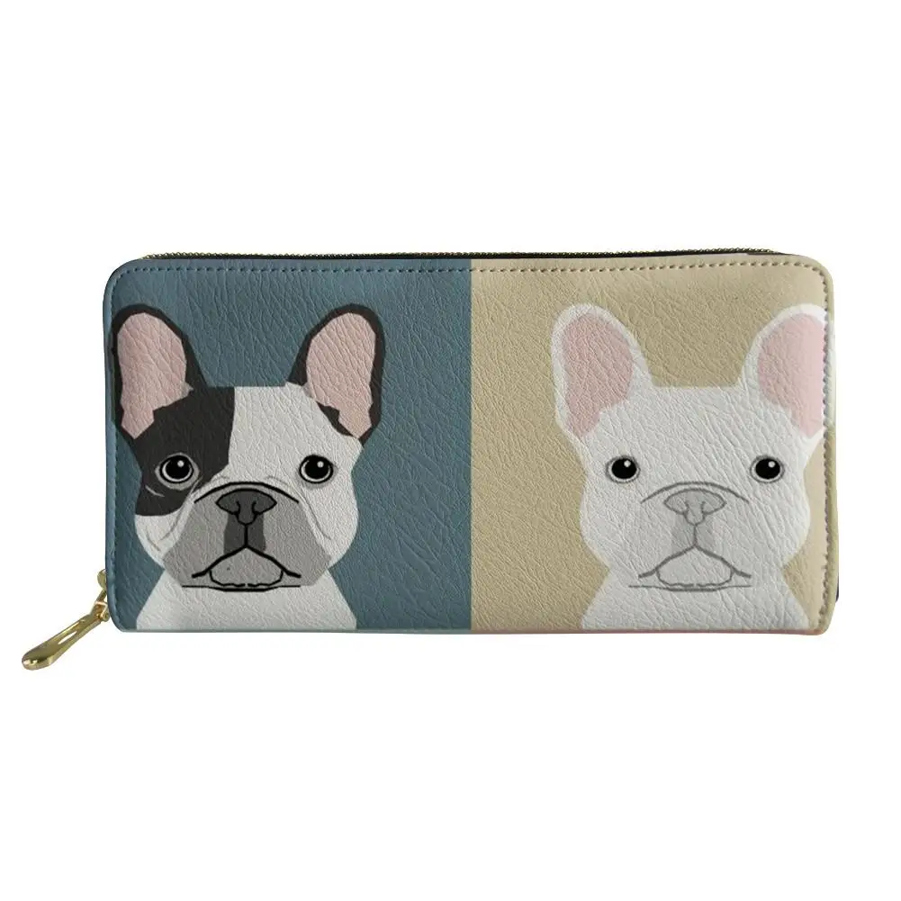 Bulldog  Pattern Long Wallets  Zipper Phone Bag for Girls Animals Clutch Purse Carteira Handbags Notecase 2019