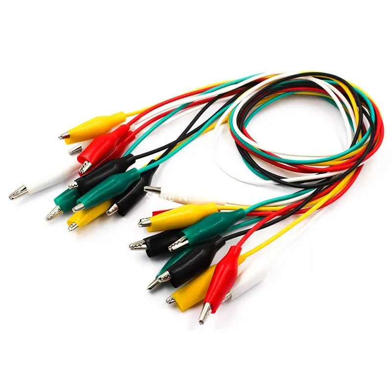 10pcs Color Belt Wire Alligator Clip Electronic DIY Sheath Electric Clip Double-headed Test Clip Power Supply Test Lead Cable