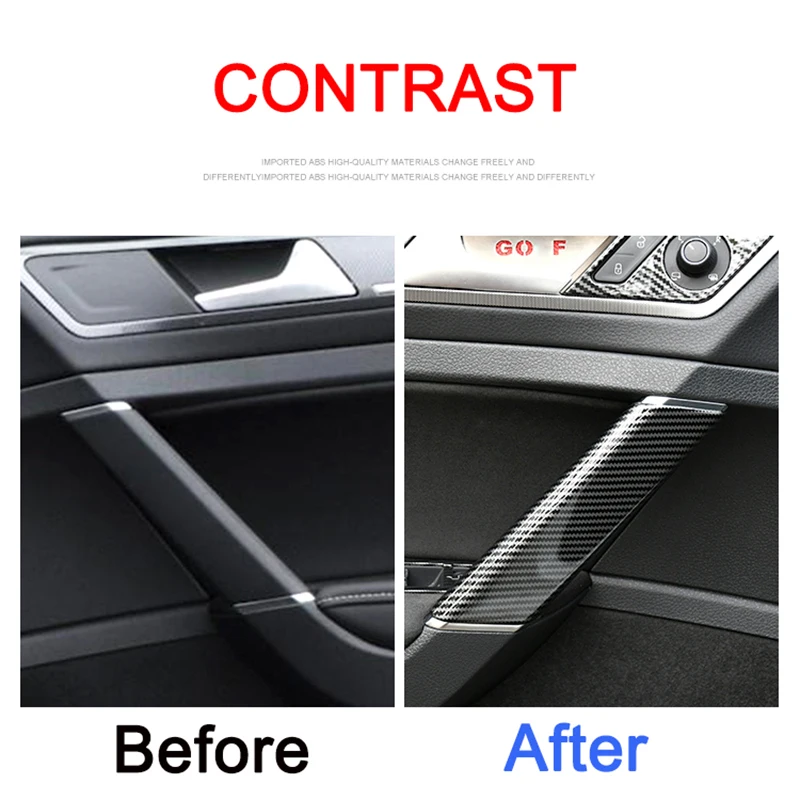 Carbon Fiber Style Inner Door Armrest Handle Cover Trim for VW Golf 7 7.5 MK7 Accessories 2015 2016 2017 2018 2019