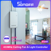 SONOFF iFan04 433Mhz RF 110V/220V Ceiling Fan & Light Remote Controller WiFi Smart Switch Voice Control via Google Home Alexa