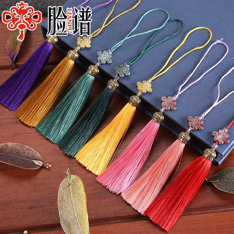 Mibrow 2PCS 10cm Chinese Knot Cotton Silk Tassel Cords with Crwon Caps for Earrings Charm Pendant Satin Tassel DIY Jewelry