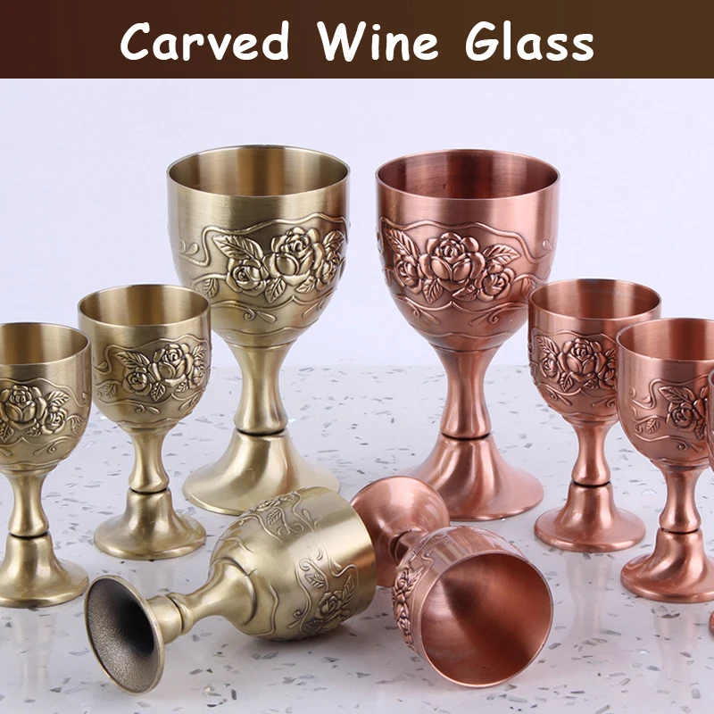 

European Style Vintage Carved Wine Glass Mini Chalice Goblet Wicca Altar Retro Divination Prop Buddha Altar Handmade Crafts