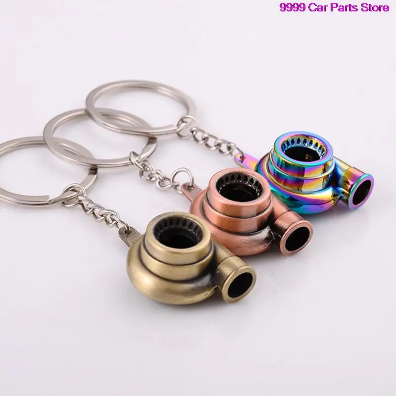 Mini Turbo Turbolader Keychain Spinning Turbine Schlüssel Kette Ring Schlüsselring