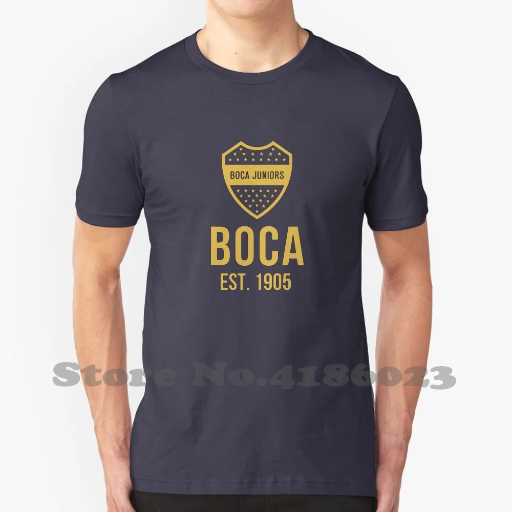 Gold 100% Cotton T-Shirt Cabj Club Xeneizes La Bombonera Patterns Futbol Argentine Football Argentine Soccer Superliga Argentina