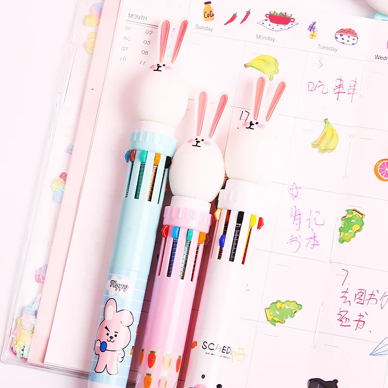 10pcs Cute Rabbit Ballpoint Pen Creative Fairy Tales Colors By Bullet Student Stationery