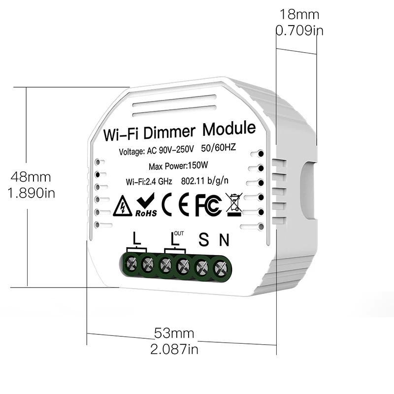 DIY WIFI 스마트 디머 스위치 조명 LED 투야 앱 원격 제어 스위치 차단기 모듈 1구 1/2방향 Alexa Google Home 연동