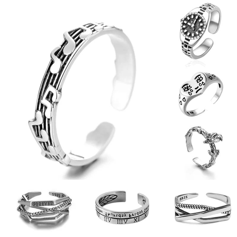 

New Simplicity Watch Ring Retro Silver Color Alloy Music Notes Ring Prom Dating Ring Women Girls Jewelry Gift Adjustable Opening